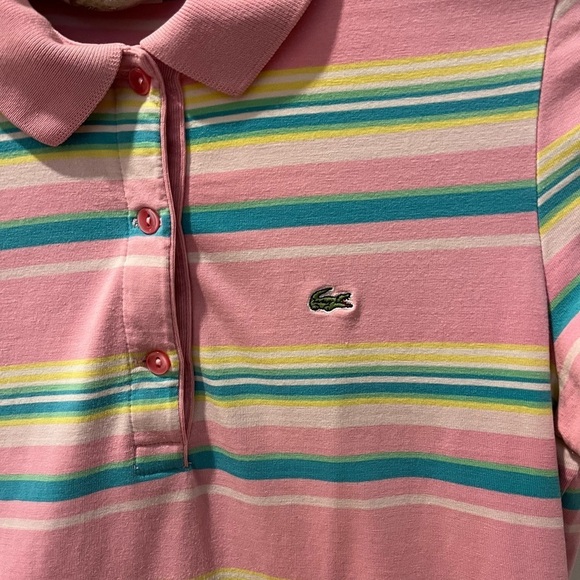 Lacoste Pink Striped Polo Shirt – Size 40 S/M - Picture 6 of 8